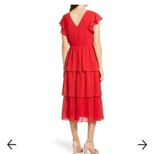 Julia Jordan Red Floral 3D Clip Dot Triple Layer Tiered Midi-Dress Size 10